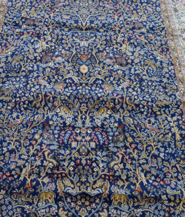 Rich blue ground full pile tree of life design Persian carpet 230cm by160cm - Image 2 of 3
