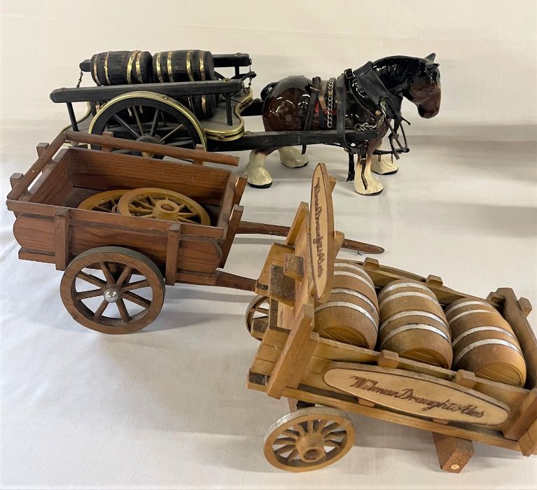 4 ceramic working horses and carts, including Melrose and Staffordshire - Image 5 of 6