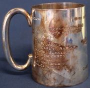 Silver christening mug with engraved inscription & names, Walker & Hall Sheffield 1915, 7.11g