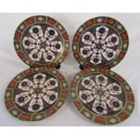 Royal Crown Derby style (labels scratched out)  - 4 gilded Imari style plates dia. 27cm