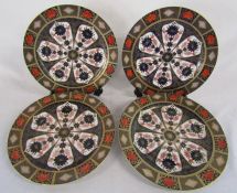 Royal Crown Derby style (labels scratched out)  - 4 gilded Imari style plates dia. 27cm