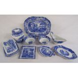 Collection of Spode Italian blue and white china including gravy boat and butter dish etc