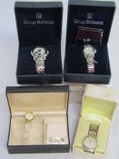 Ladies and Gents sportmaster Krug-Baumen watches, Accurist pearl face watch with matching earrings