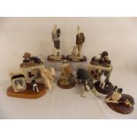 Collection of figurines including The House of Valentina, resin elephant, Border Collies etc