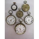 5 silver pocket watches including Waltham, SL 49888 and one other small fob watch