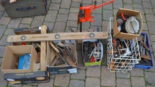 Quantity of tools, including wooden spirit level