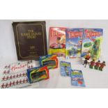 Thunderbirds toys, beefeaters from Hamleys toy store, The Rank Hovis story die-cast vehicles etc