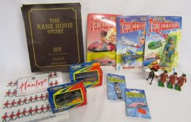 Thunderbirds toys, beefeaters from Hamleys toy store, The Rank Hovis story die-cast vehicles etc