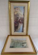 2 prints depicting Venice scenes - MM Wood 'Villa Casanova' limited edition 18/350 and a gondola