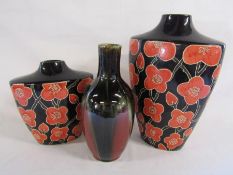 2 Poppy vases and one other