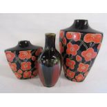 2 Poppy vases and one other