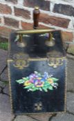 Victorian painted coal box with shovel