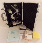 Apex Practitioner LED microscope with case and slides - some with specimens