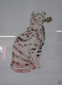 Andy Warhol plate signed lithographic print of a cat published by Neues New York in association with