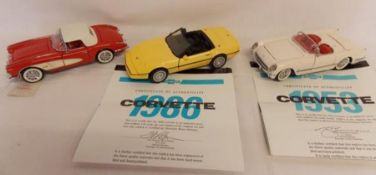 3 Corvette Franklin Mint Collectors cars - 1959 - 1986 and 1953