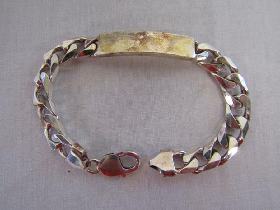 Silver ID bracelet total weight 1.5ozt - Image 2 of 4