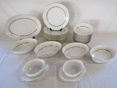 Noritake Gloria dinner service with serving dishes, meat plate and sauce boats