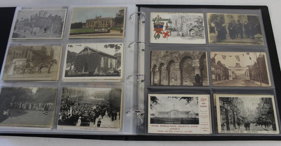 Album of approximately 270 early 20th century and later Lincoln postcards including Lincoln Fair