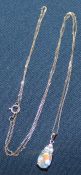 9ct white gold pendant on chain, 1.9g