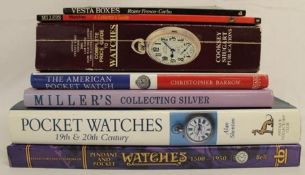 Books including Pendant and pocket watches, Millers collecting silver, Silver and Sheffield plate