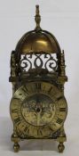 17th century style brass lantern clock with backplate marked France