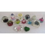 Collection of 13 glass paperweights