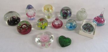 Collection of 13 glass paperweights