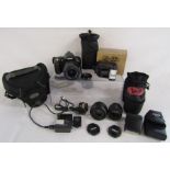 Nikon D40 digital camera with charger, Nikon DX AF-S Nikkor 35mm lens, Nikkor 50mm lens and 18-