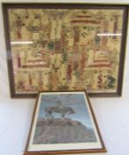 Large original Uganda village scene framed canvas approx. 114cm x 89cm purchased in Uganda approx.