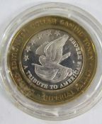 Cased Limited Edition Imperial Palace Las Vegas 2003 silver 10 dollar gaming token (999 fine