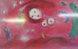 Marc Chagall Modernist figural lithographic print approx. 63.5cm x 45.5cm includes frame