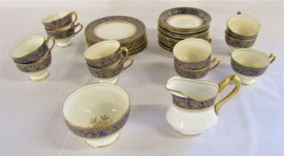 Blue and gold New Chelsea Staffs tea set, incomplete