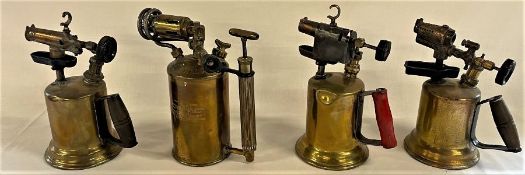 4 large blow lamps one with damaged handle, including Sievert and Clayton & Lambert