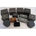 Collection of empty Tag Heuer cases a small wooden box and a cufflink box