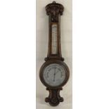 Early 20th century oak barometer Ht 89cm