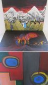 3 Large painted canvases by Adrian Dolan (unsigned)
