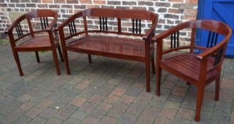 Mahogany 2 seater settee and two tub chairs