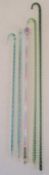 5 glass canes - pale blue shepherd's crook with four opaque white spiralling canes - pale green