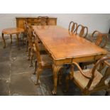 Superior 1930's Queen Anne revival dining room suite in walnut by Gill and Reigate Ltd of London and