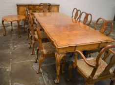 Superior 1930's Queen Anne revival dining room suite in walnut by Gill and Reigate Ltd of London and