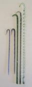 5 glass canes - clear glass shepherd's crook containing black, red, white and blue spiralling -