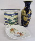 3 pieces of West Germany Kaiser - Atrium Nossek design vase, leaf design dish and 'Undine' vase in