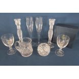 Waterford John Rocha champagne flutes, Waterford crystal candlesticks, Sandringham goblets and other