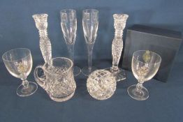 Waterford John Rocha champagne flutes, Waterford crystal candlesticks, Sandringham goblets and other