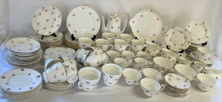 Large quantity of white floral ceramics, including Rydalia ware, Duchess and quantity of bone china