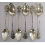 Set of 6 German silver teaspoons with Maltese cross finials total weight 2.78ozt