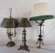 3 table lamps with metal bases