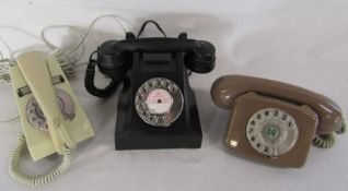3 retro telephones including AEP black bakelite, GPO 776, 8722G trimphone