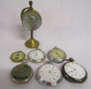 Various watches and clocks including glass ball desk clock, railway timekeeper, Rigoletto,