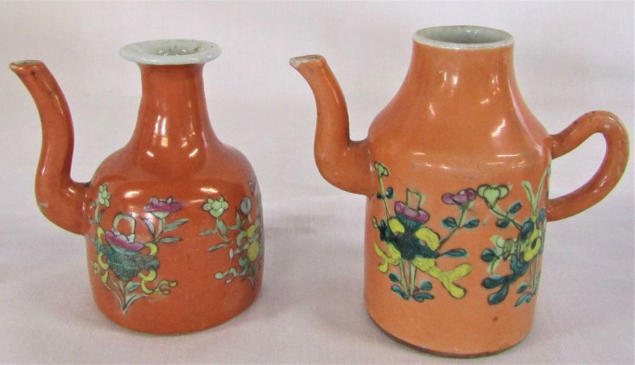 Chinese stoneware ginger jar missing lid, Chinese stoneware dish and snuff taker jug & 3 other jugs - Image 5 of 6